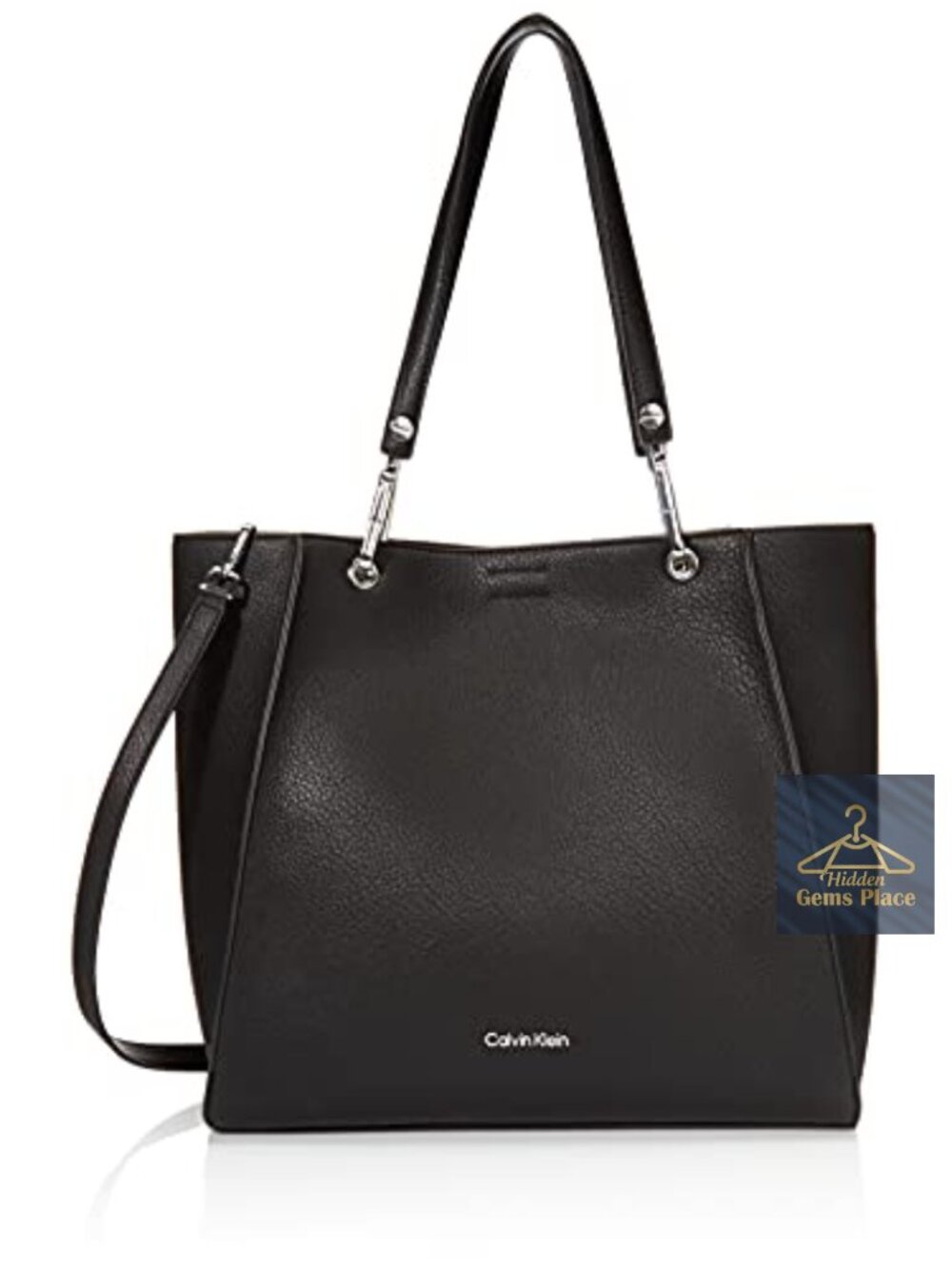 Vegan Leather Tote with Pockets, Crossbody Strap
